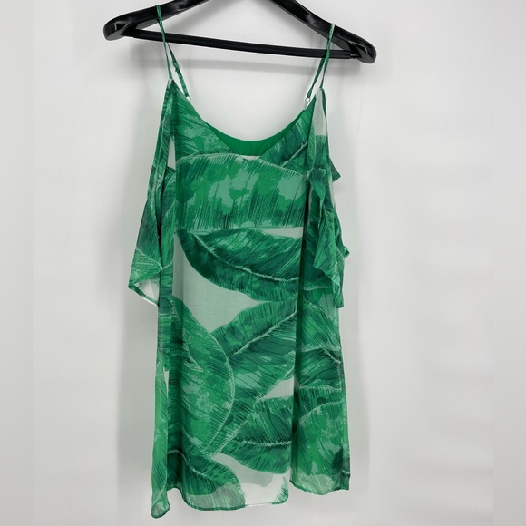 Olivaceous Dresses & Skirts - Olivaceous Womens Dress M Green Tropical Floral Mini Island Wear Flowy Sleeves